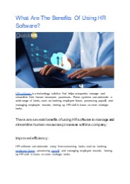 What Are The Benefits Of Using HR Software
