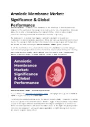 Amniotic Membrane Market: Significance & Global Performance