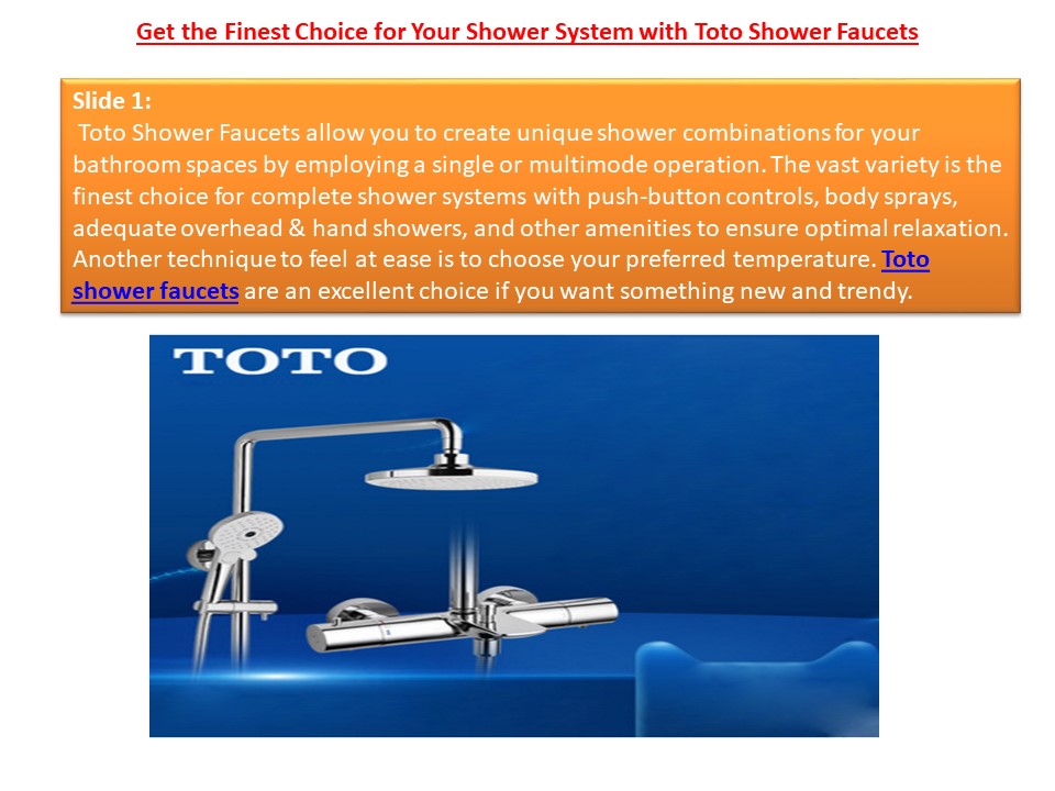 PPT Get the Finest Choice for Your Shower System with Toto Shower