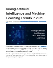 Rising Artificial Intelligence and Machine Learning Trends in 2021