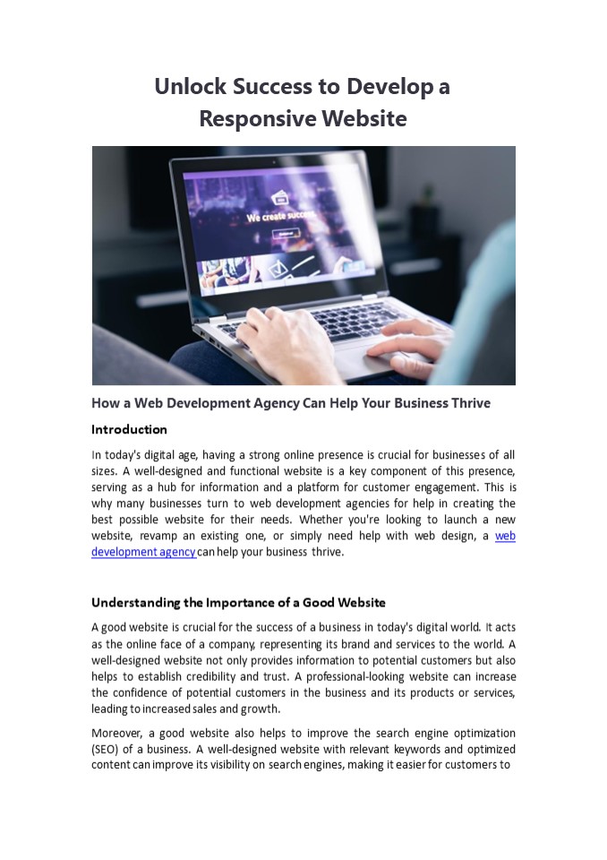 Unlock Success to Develop a  Responsive Website