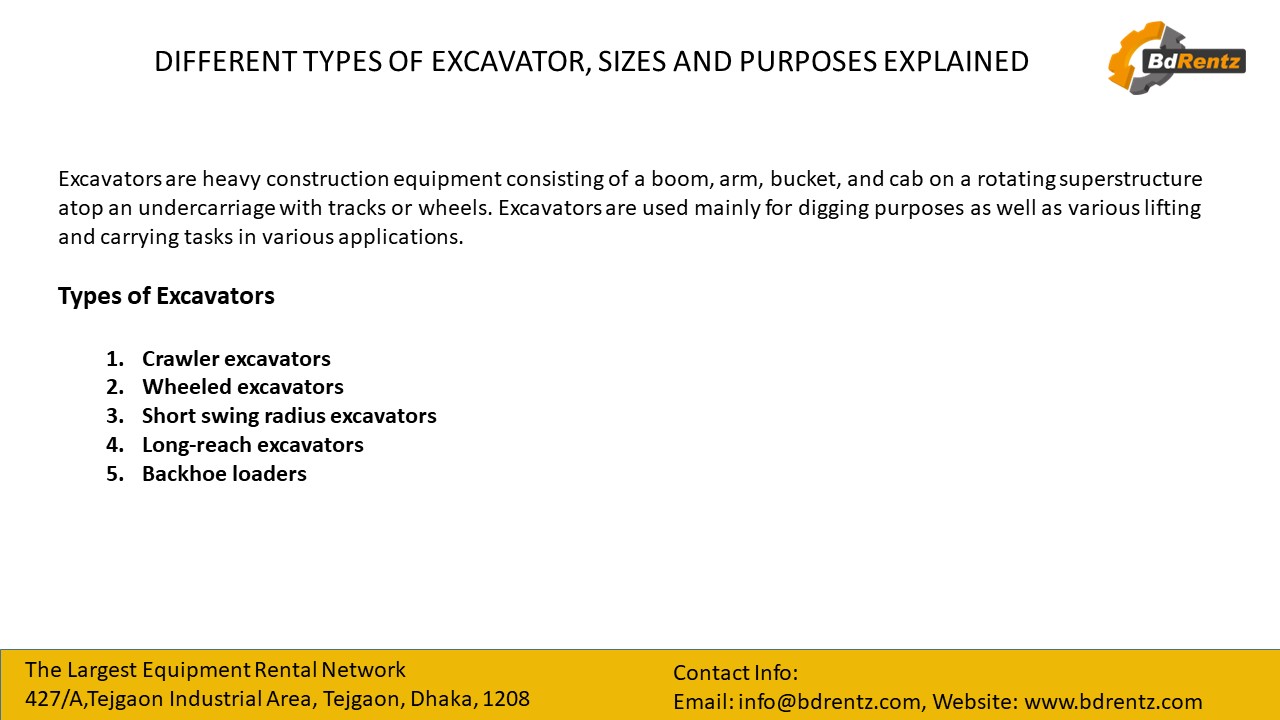 PPT Different types of excavators, sizes and purposes explained