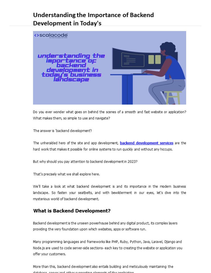 Understanding the Importance of Backend Development in Today's ...