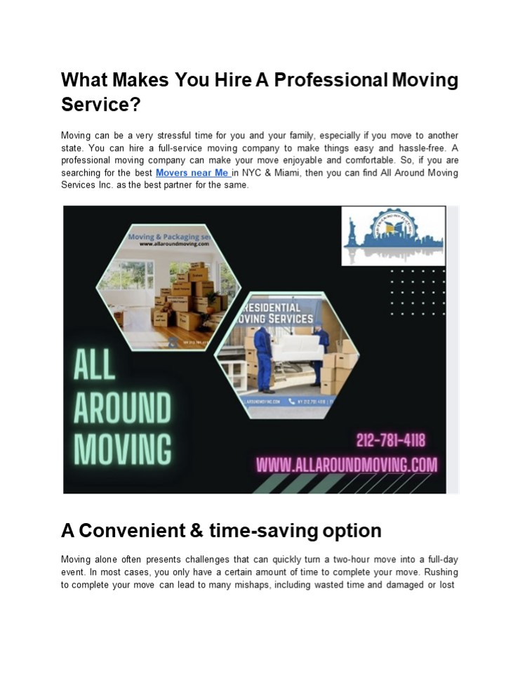 What Makes You Hire A Professional Moving Service?
