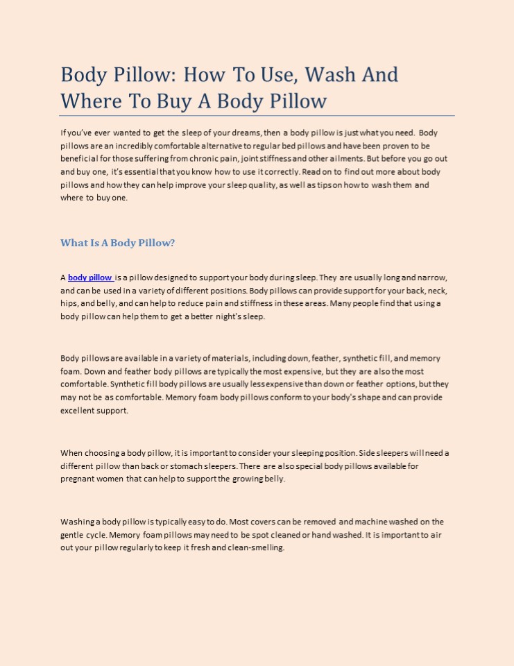 PPT Body Pillow How To Use, Wash And Where To Buy A Body Pillow