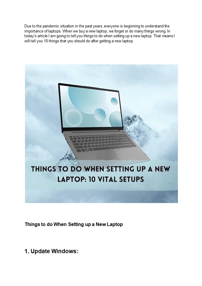 PPT Things to do When Setting up a New Laptop 10 Vital Setups