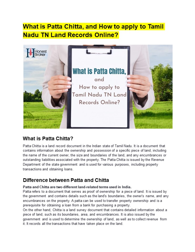 PPT Get to Know complete information about Patta Chitta in Details