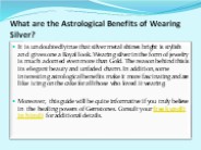 What are the Astrological Benefits of Wearing Silver?
