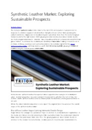 Synthetic Leather Market: Exploring Sustainable Prospects