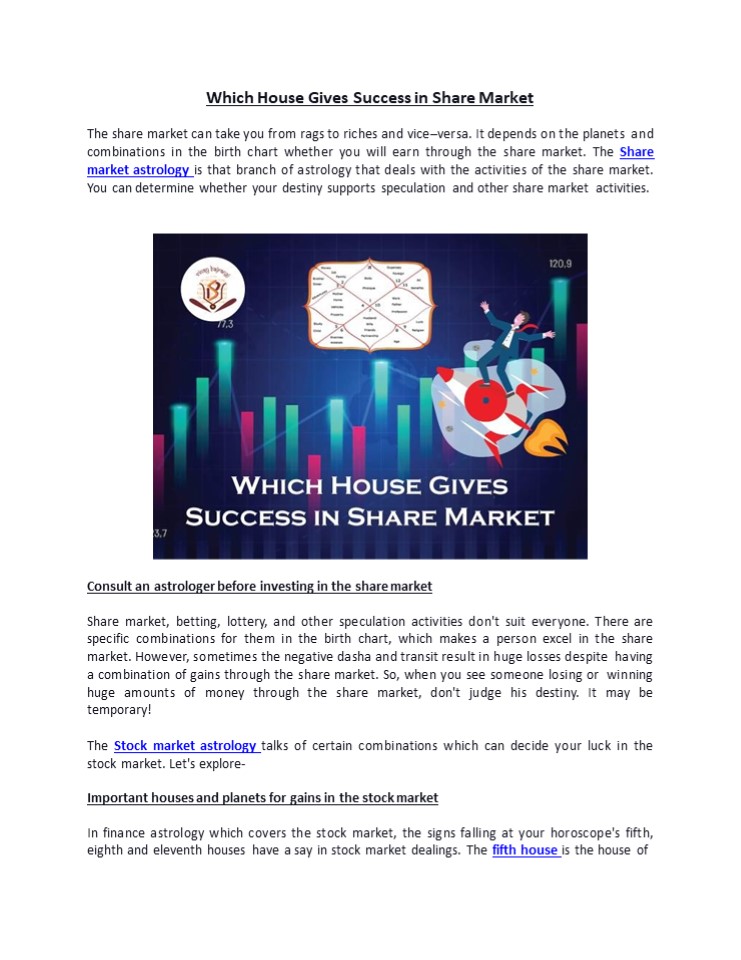 Which House Gives Success in Share Market