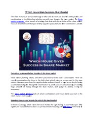 Which House Gives Success in Share Market