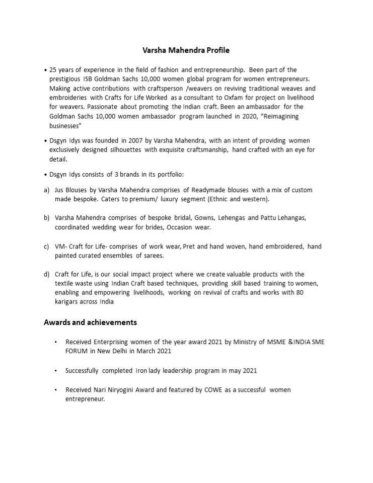 Jusblouse by Varsha Mahendra Won Nitin Gatkari Award