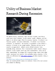 Utility of Business Market Research During Recession