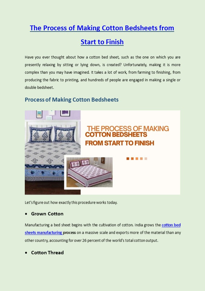 The Process of Making Cotton Bedsheets from Start to Finish