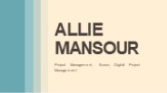 Allie Mansour - Problem Solver and Creative Thinker