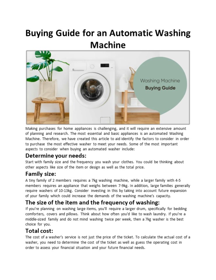 PPT Buying Guide of Automatic washing machine PowerPoint presentation