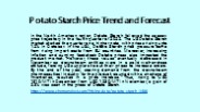 Potato Starch Price Trend and Forecast
