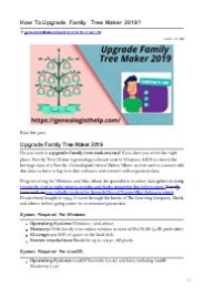 Family Tree Maker 2019 Upgrade