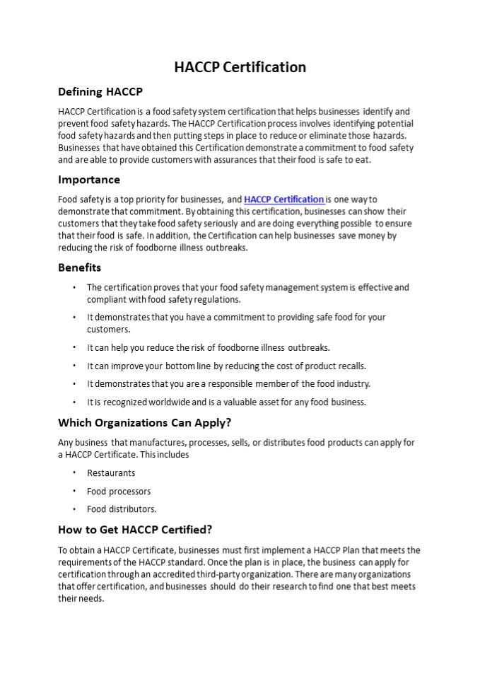 PPT HACCP CERTIFICATION PowerPoint presentation free to download