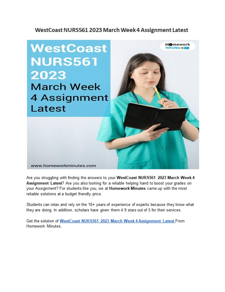 WestCoast NURS561 2023 March Week 4 Assignment Latest