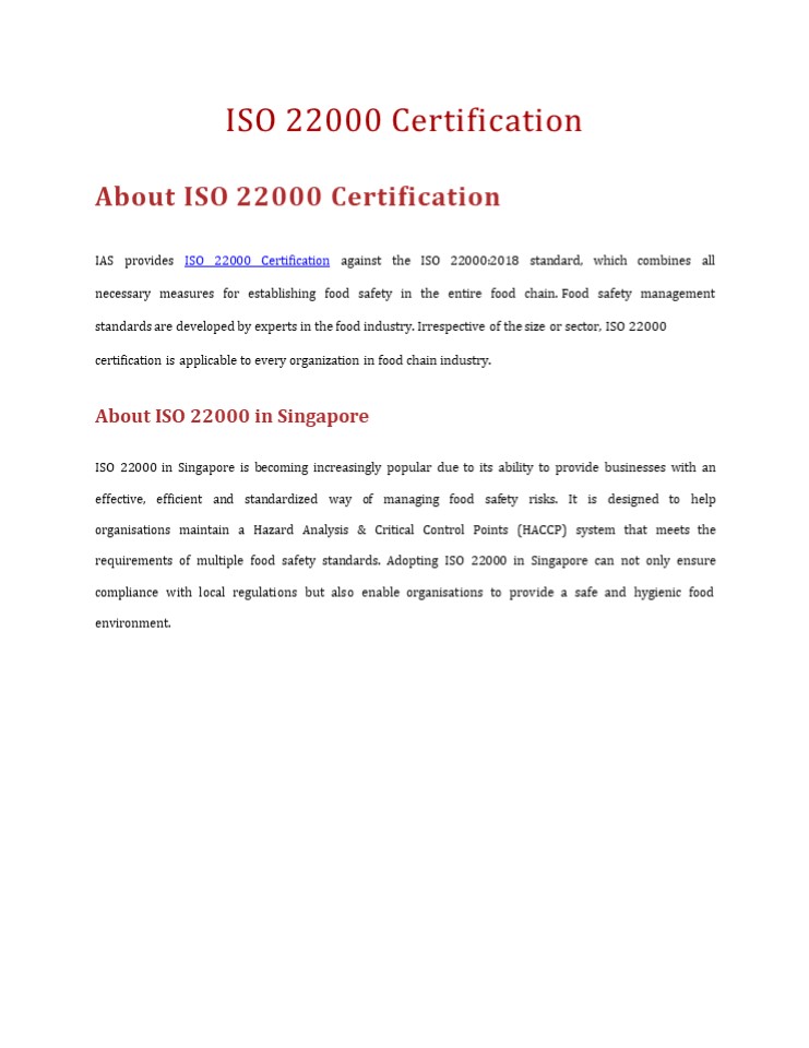 ISO 22000 Certification