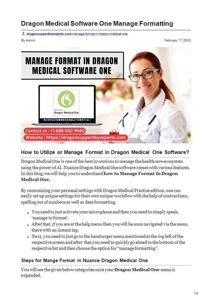 Manage Format In Dragon Medical One