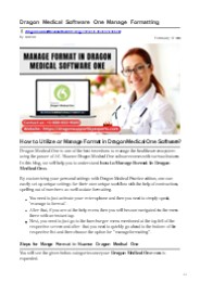 Manage Format In Dragon Medical One