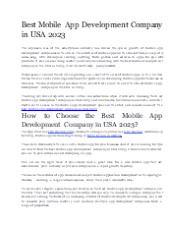 Best Mobile App Development Company in USA 2023