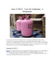 Uses of R407C: From Air Conditioning to Refrigeration