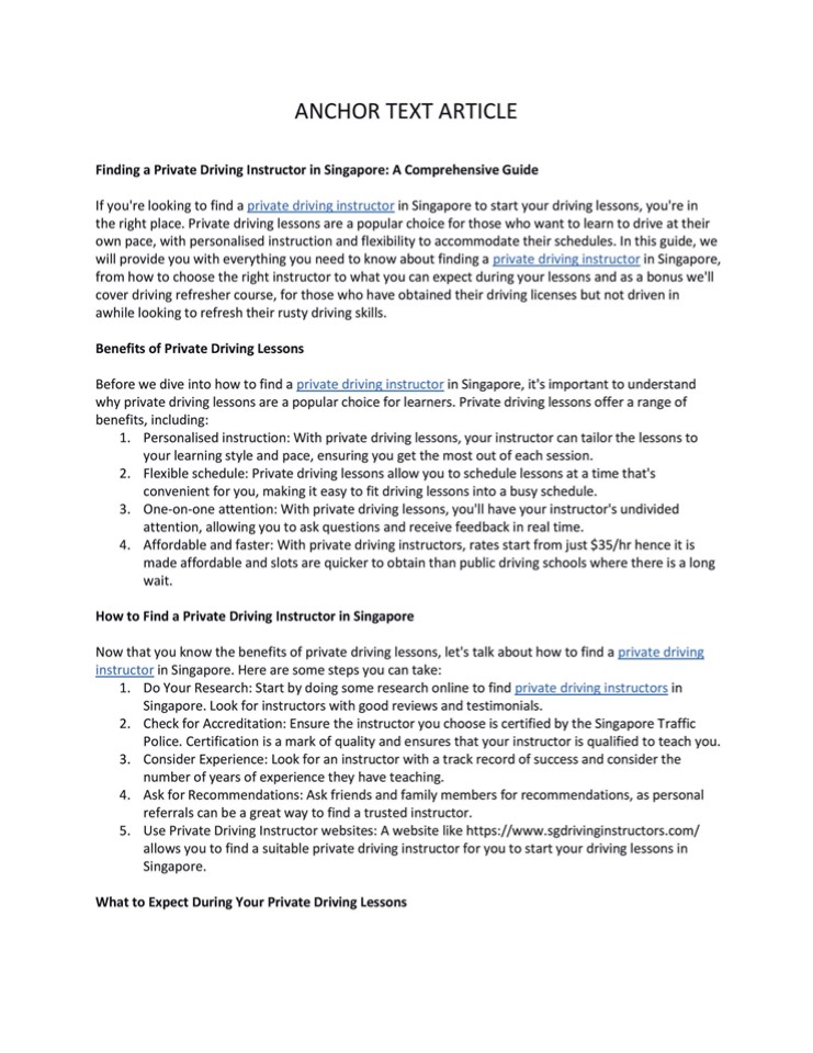 Private driving instructor