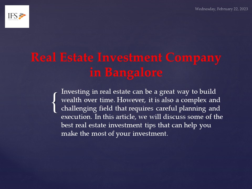 Real Estate Investment Company in Bangalore