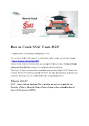 How to Crack SSAT Exam 2023? Sports Blog