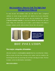 Hot Insulation: Find The Right Heat Management Material