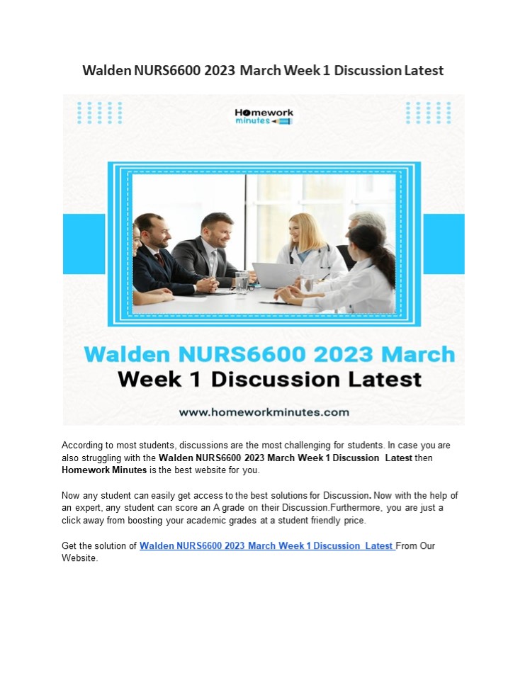 Walden NURS6600 2023 March Week 1 Discussion Latest