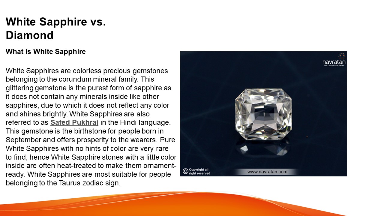 PPT White Sapphire vs. Diamond PowerPoint presentation free to