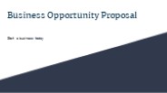 Business Opportunity Proposal