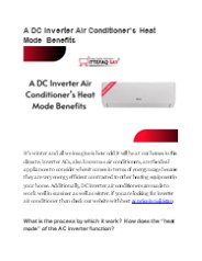 A DC Inverter Air Conditioner’s Heat Mode Benefits