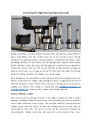 Choosing The Right Boring Tools Is Essential