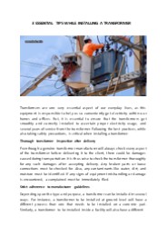 3 Essential Tips While Installing A Transformer