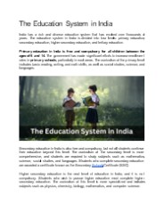 The Education System in India