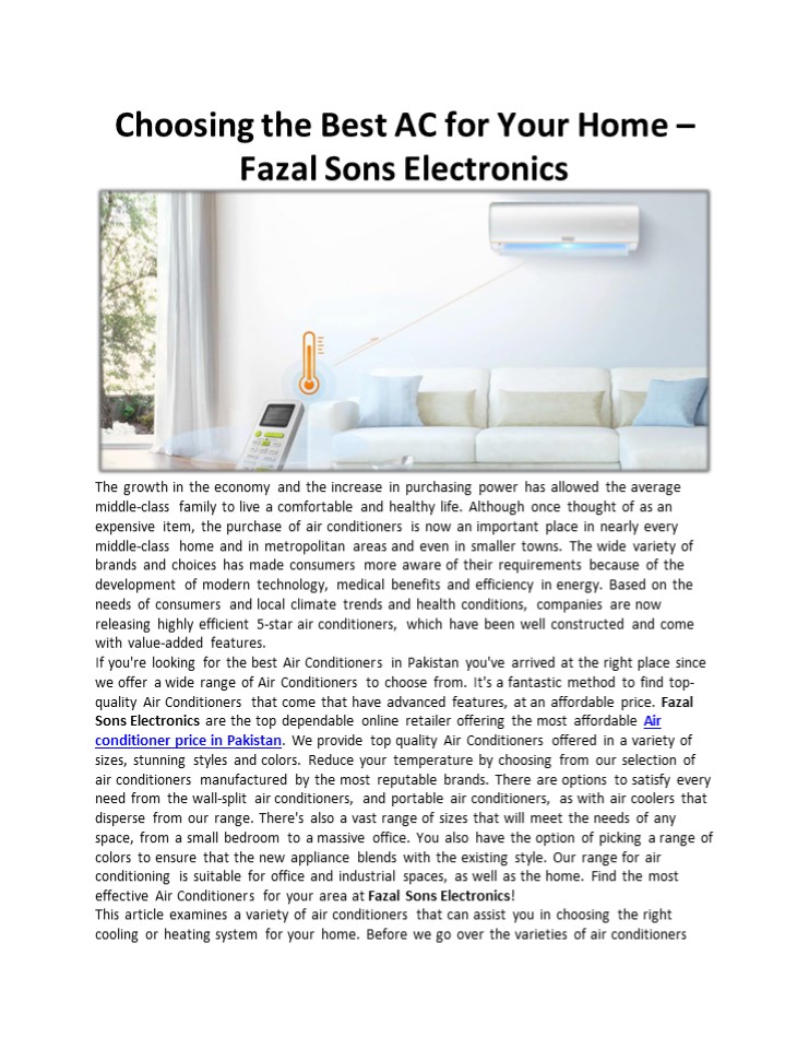 Choosing the Best AC for Your Home – Fazal Sons Electronics__