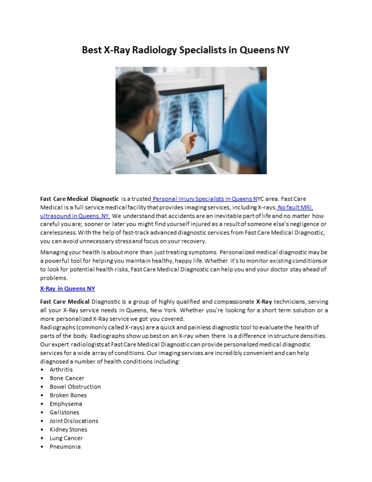 Best X-Ray Radiology Specialists in Queens NY