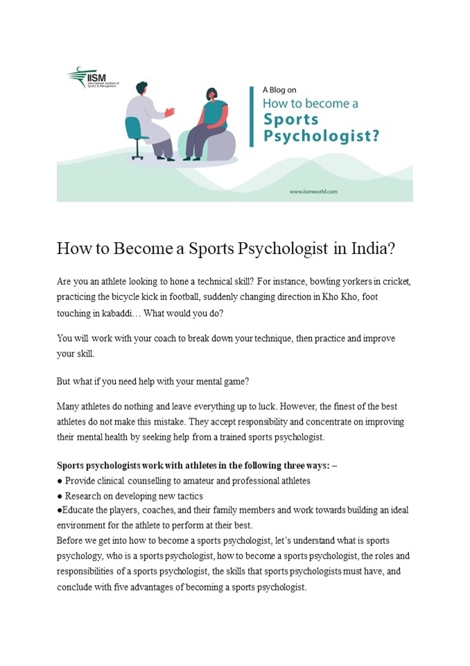 PPT How to a Sports Psychologist in IndiaSports BlogIISM