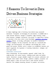 5 Reasons To Invest in Data Driven Business Strategies