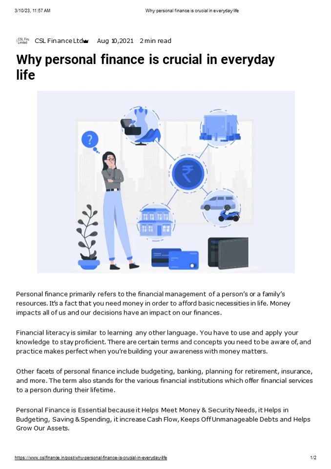 Why personal finance is crucial in everyday life