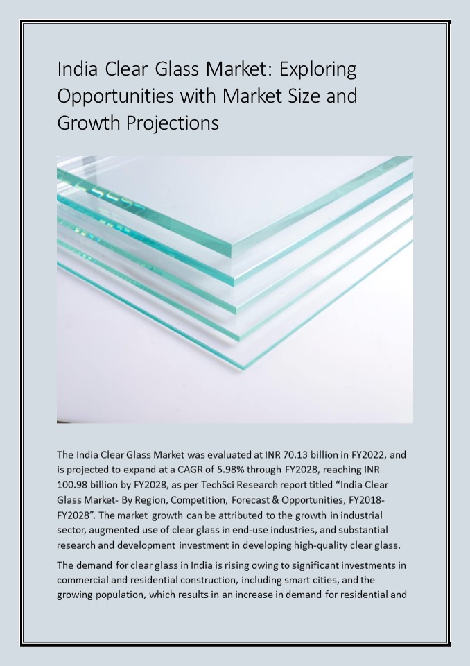India Clear Glass Market: Opportunities for Size and Growth Projections in Upcoming Years