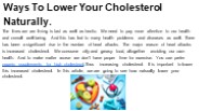 Ways To Lower Your Cholesterol Naturally. (1)
