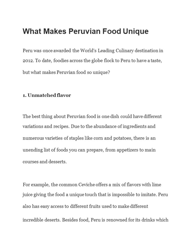 What Makes Peruvian Food Unique