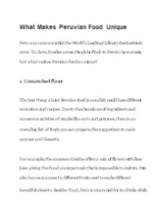 What Makes Peruvian Food Unique