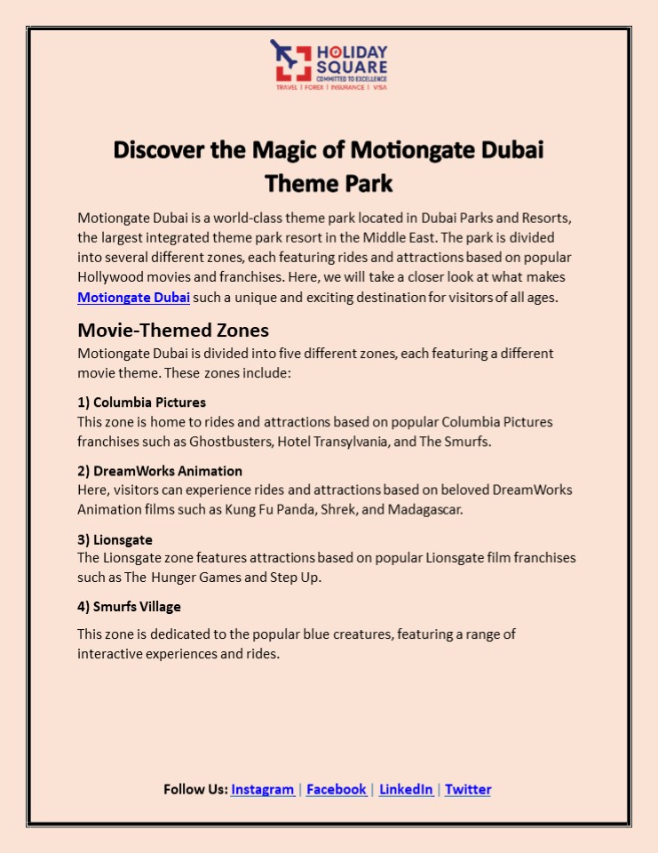 Discover the Magic of Motiongate Dubai Theme Park